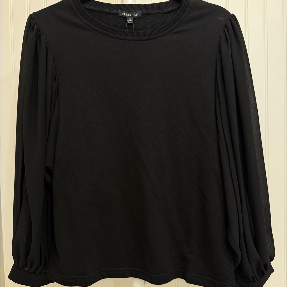 For Cynthia Black Knit Top